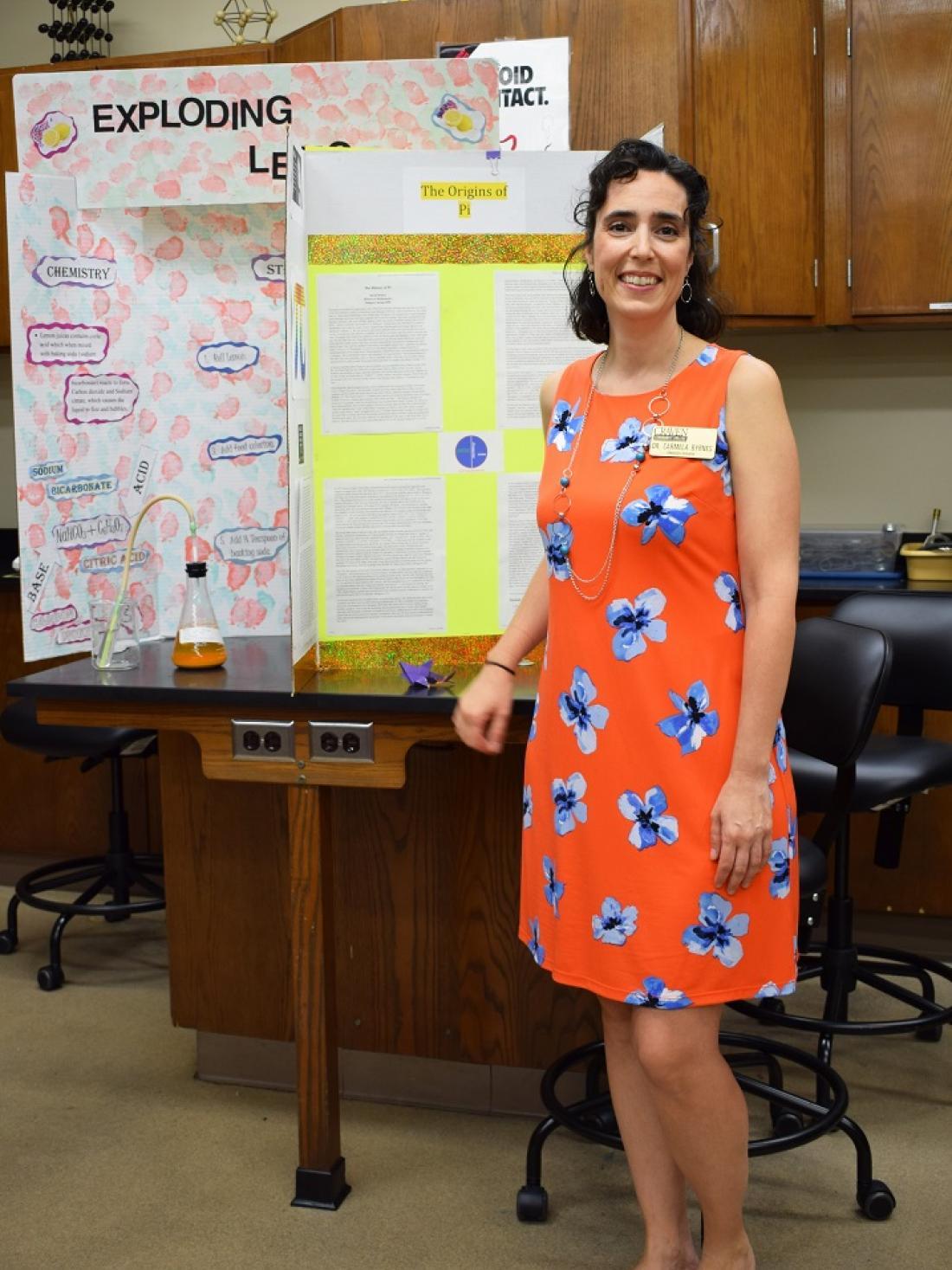 Dr. Carmela Magliocchi-Byrnes in her science classroom