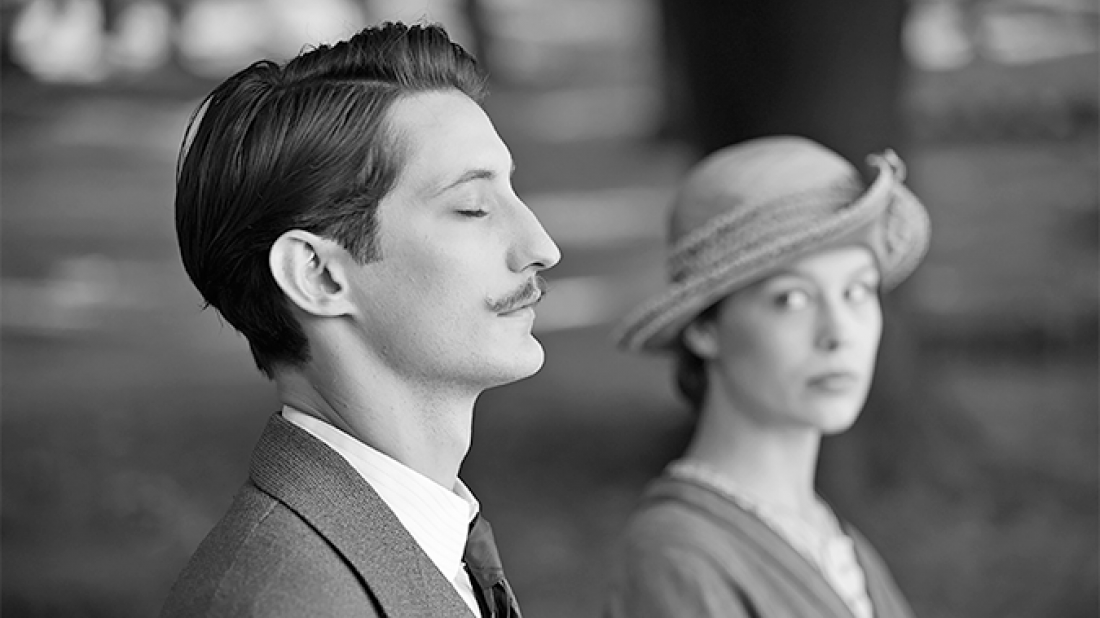 Franz movie photo with woman looking at man who is closing his eyes
