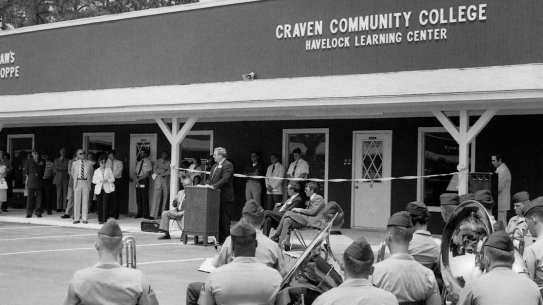 Exterior of Havelock Learning Center in 1980s