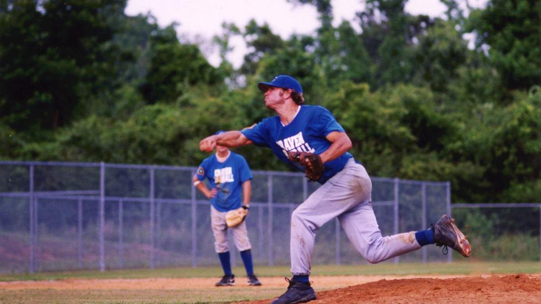 Baseball player pitching in 2004