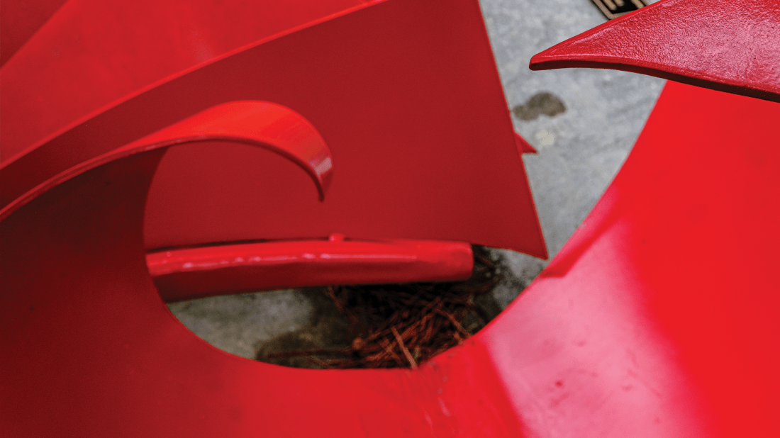 Red painted aluminum sculpture