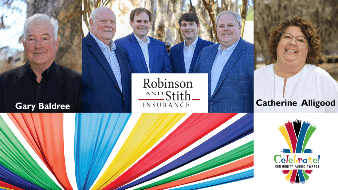 Recipients of the 2025 Community Fabric Awards: Gary Baldree, Catherina Alligood, and Robinson and Stith Insurance