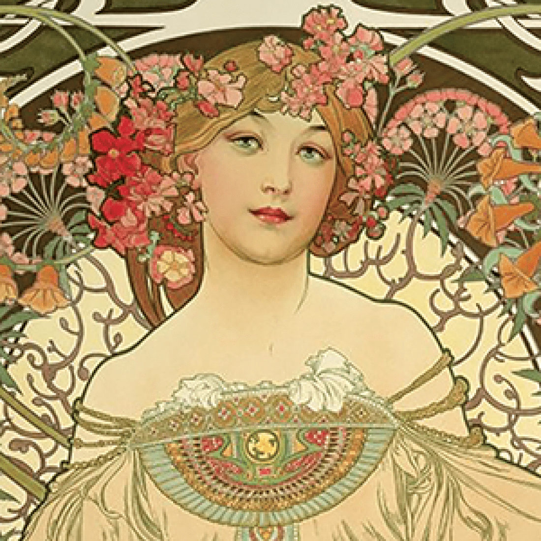 Artwork of lovely female by Alphonse Mucha