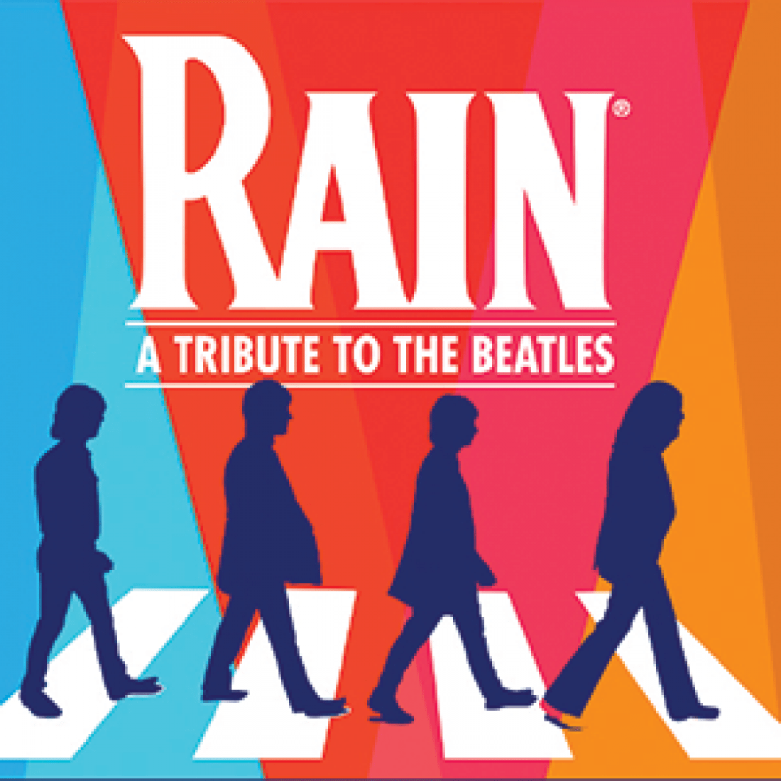Rain: a tribute to the Beatles with colorful Abbey Road album cover knockoff