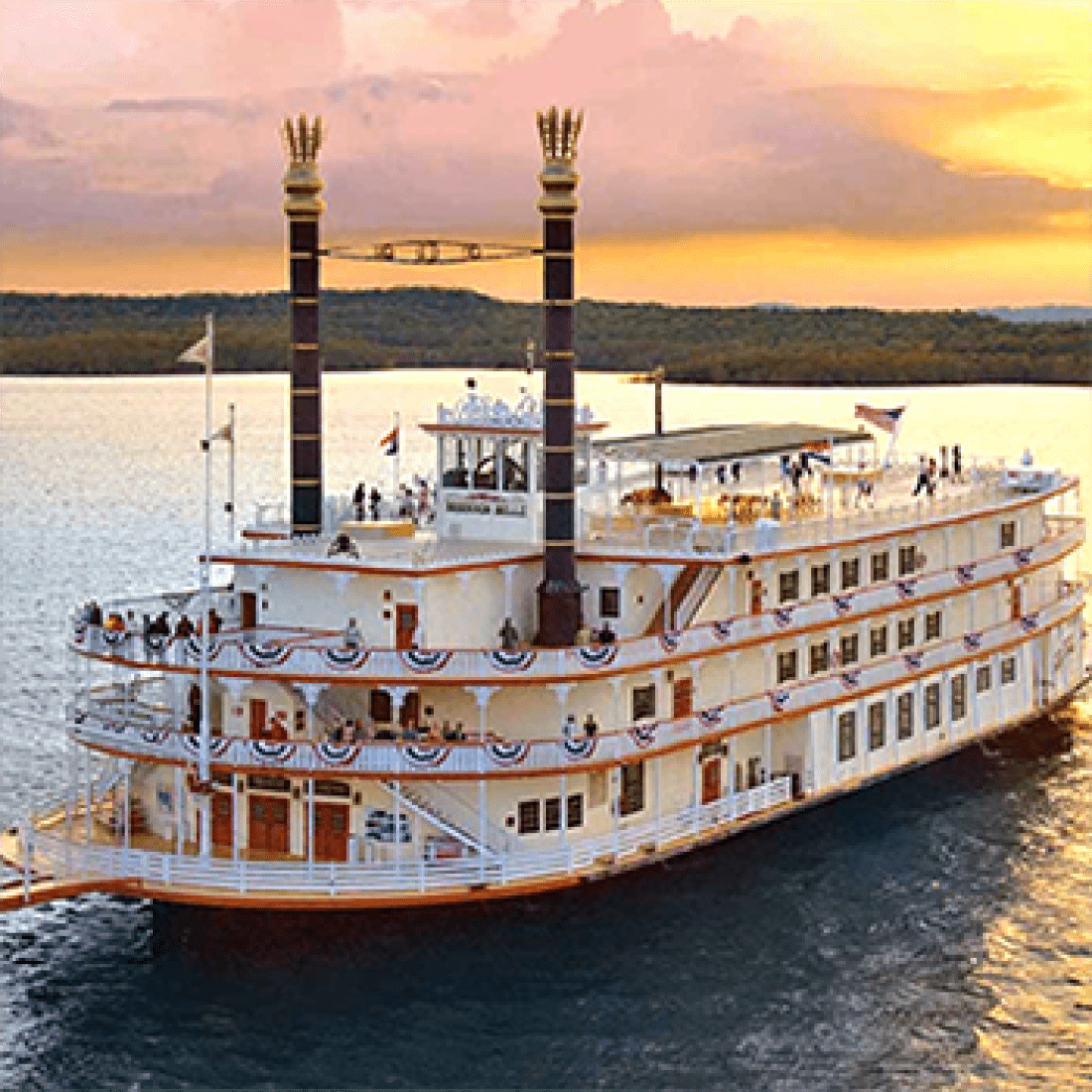 Riverboat/cruise ship in water