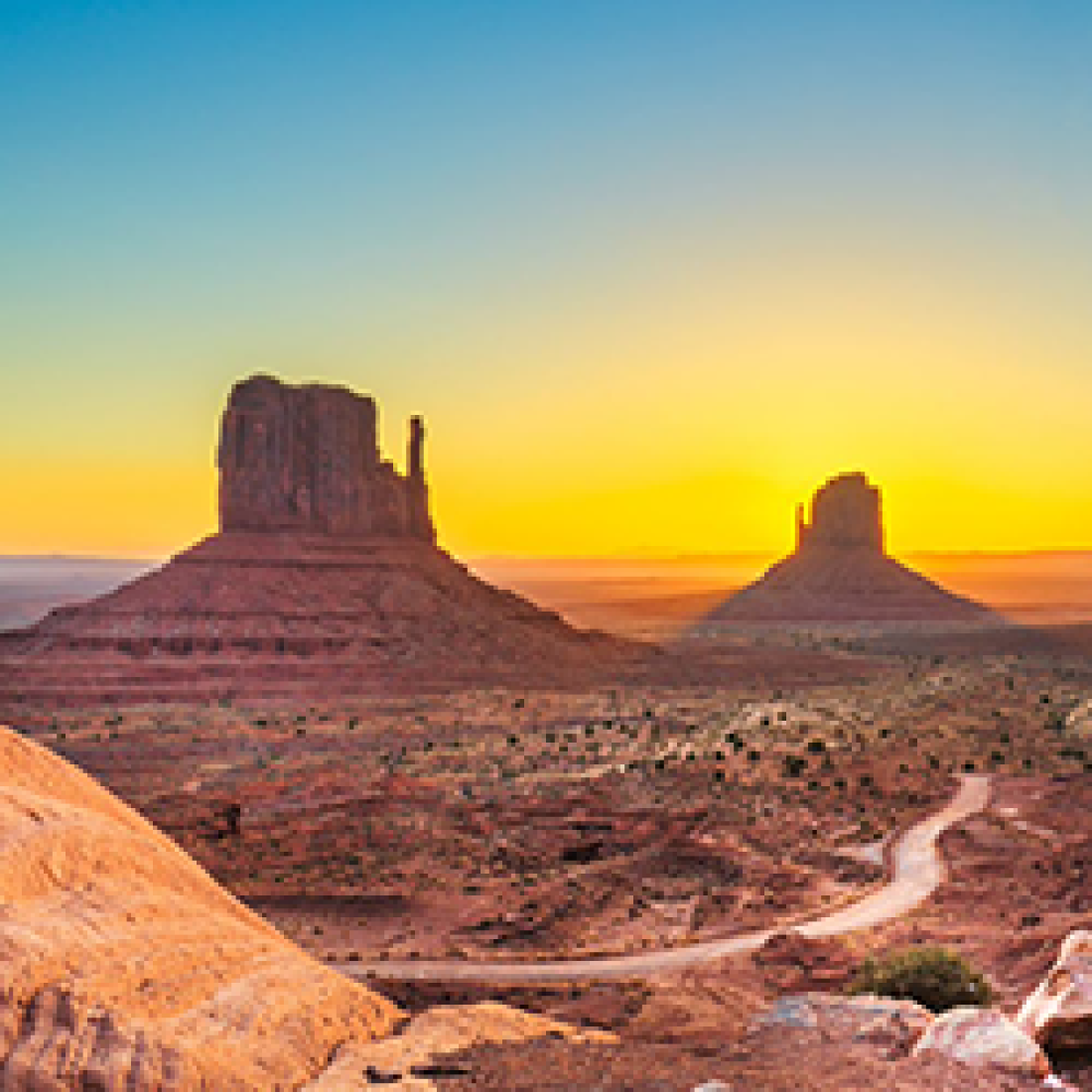 Picturesque view of desert at sunset in Utah