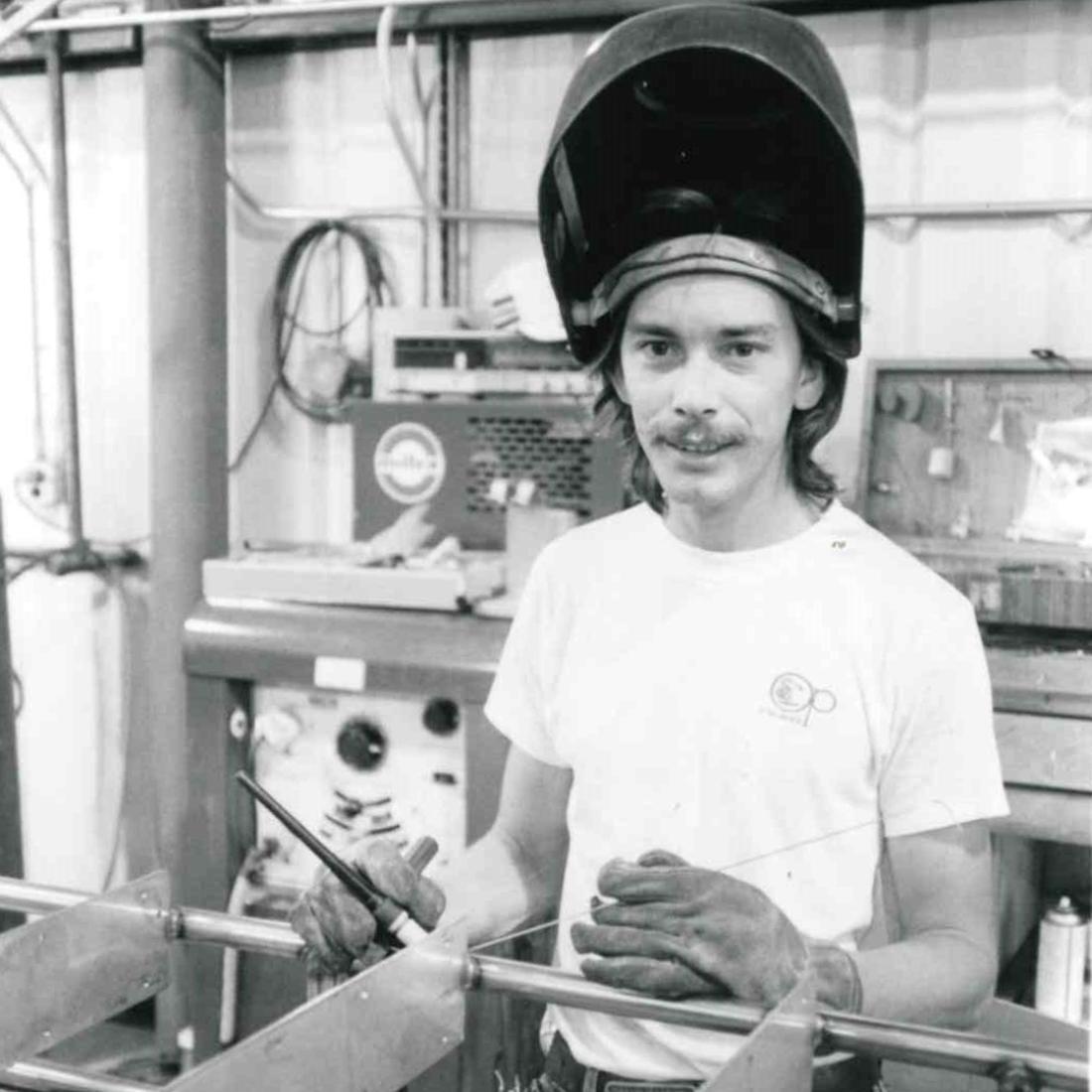 Male welding student in 1988