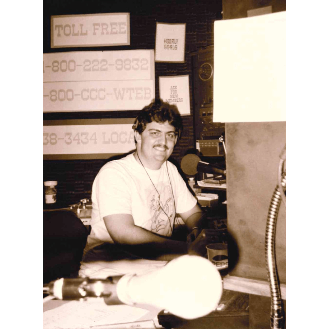 Charles Wethington in the booth at a radio station in early 1990s