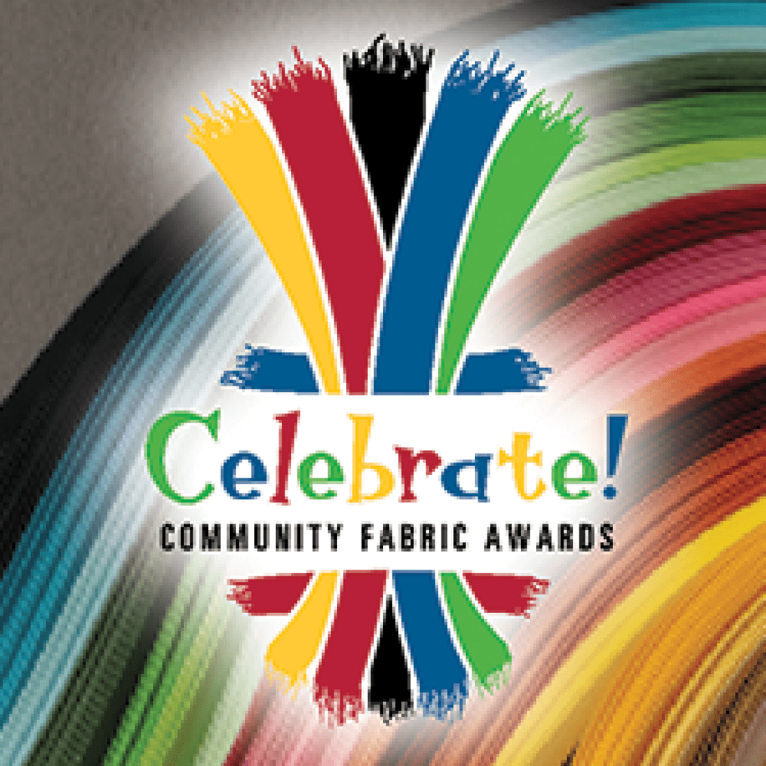 Community Fabric Awards logo on top of colorful pattern