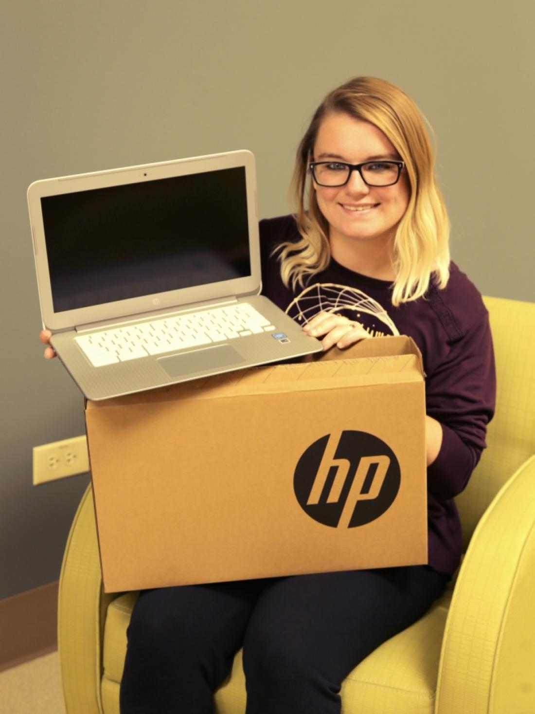 ​​​​​​​Craven CC student Riley Batchelor is the recipient of a new laptop. She is adamant about completing her education even after losing everything in floodwaters.