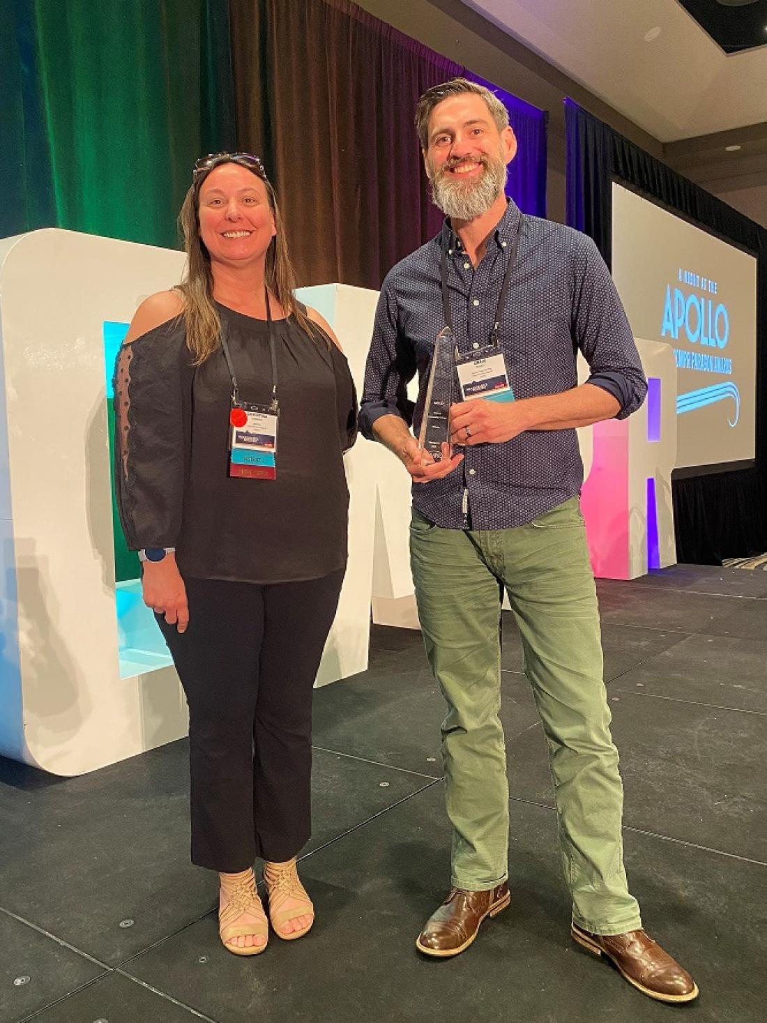 Office 365 Systems Administrator Christina Sobrido and Director of Communications Craig Ramey were fortunate to be able to attend the 2022 NCMPR national conference and accept the Paragon award in person.