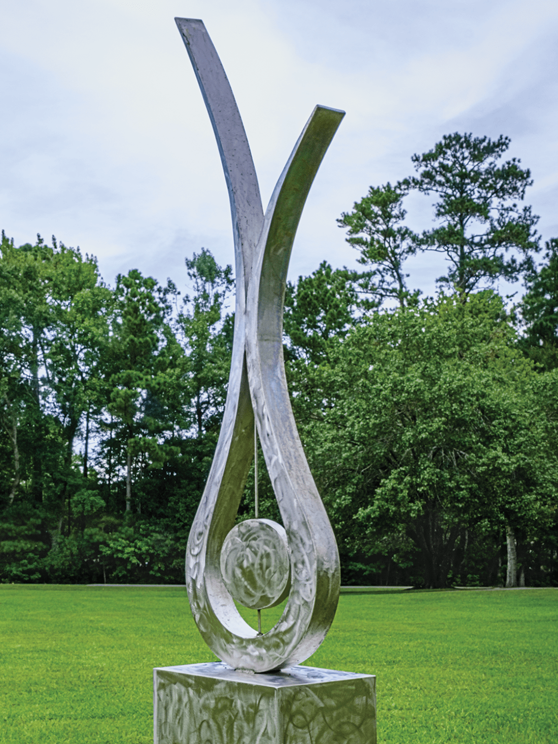 Stainless steel abstract seed sculpture