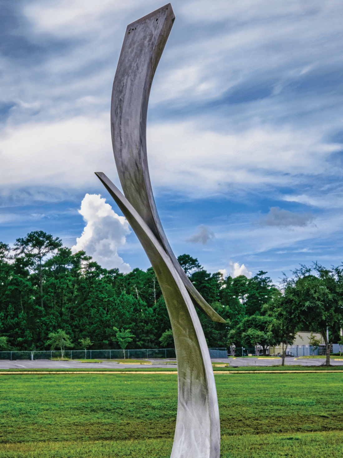 Stainless steel abstract curved sculpture