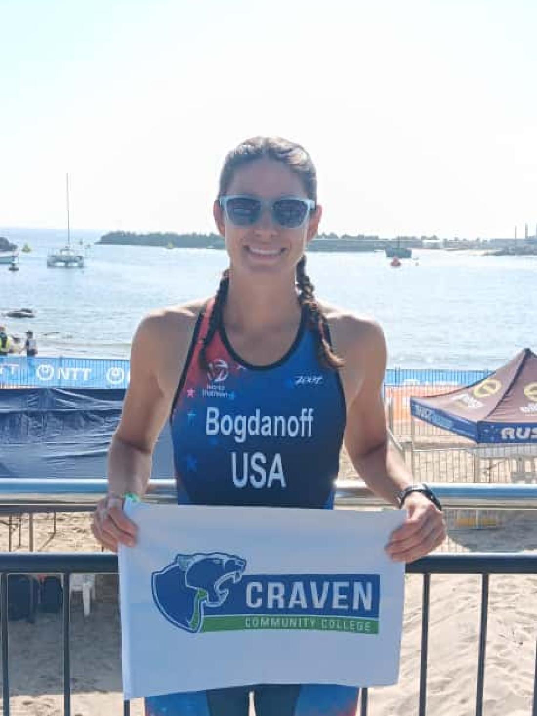 Jen Bogdanoff Holds a Craven Flag