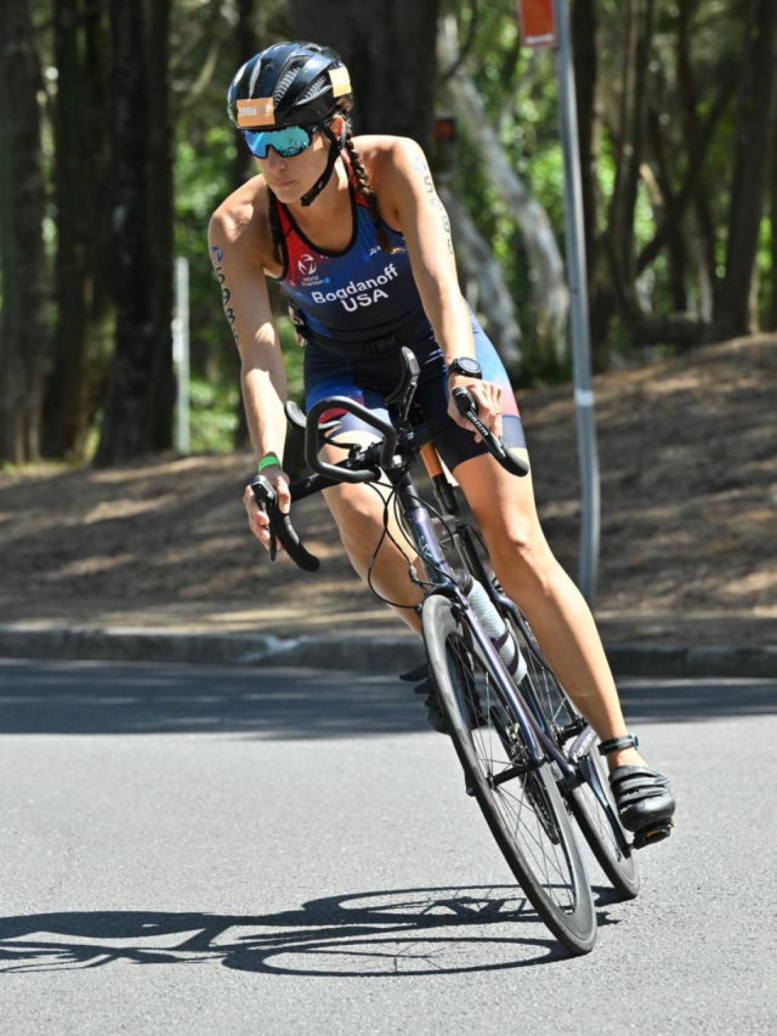 jen Bogdanoff Riding Bicycle