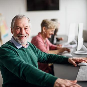 Older adults using desktop computers
