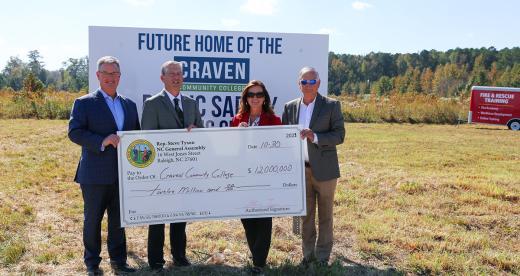 Pictured L-R: Senator Jim Perry, Craven CC President Dr. Ray Staats, State Representative Celeste Cairns, and State Representative Steve Tyson.