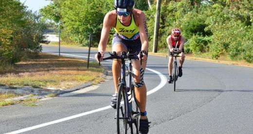 Jen Bogdanoff riding bicycle