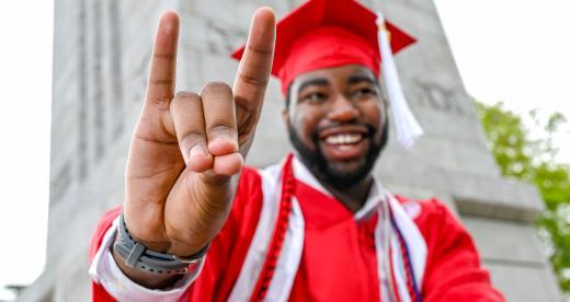 Graduate in NC State Red Gown