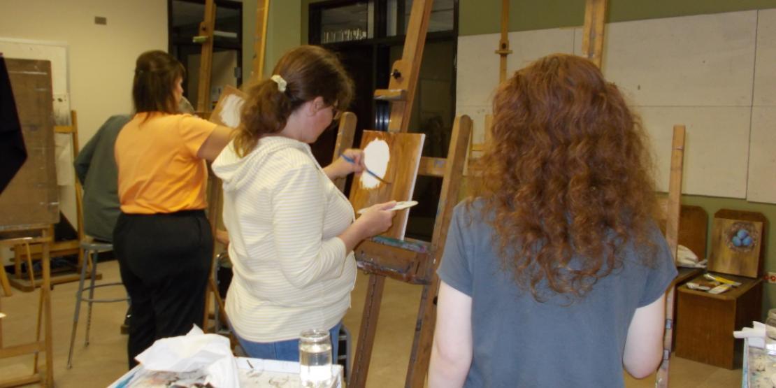 Students work on painting a bird’s nest in Step-by-step Acrylic Painting, one of several classes offered through Craven CC’s Adult Enrichment Program. The next Acrylic Painting class will be held Jan. 24-Feb. 7.