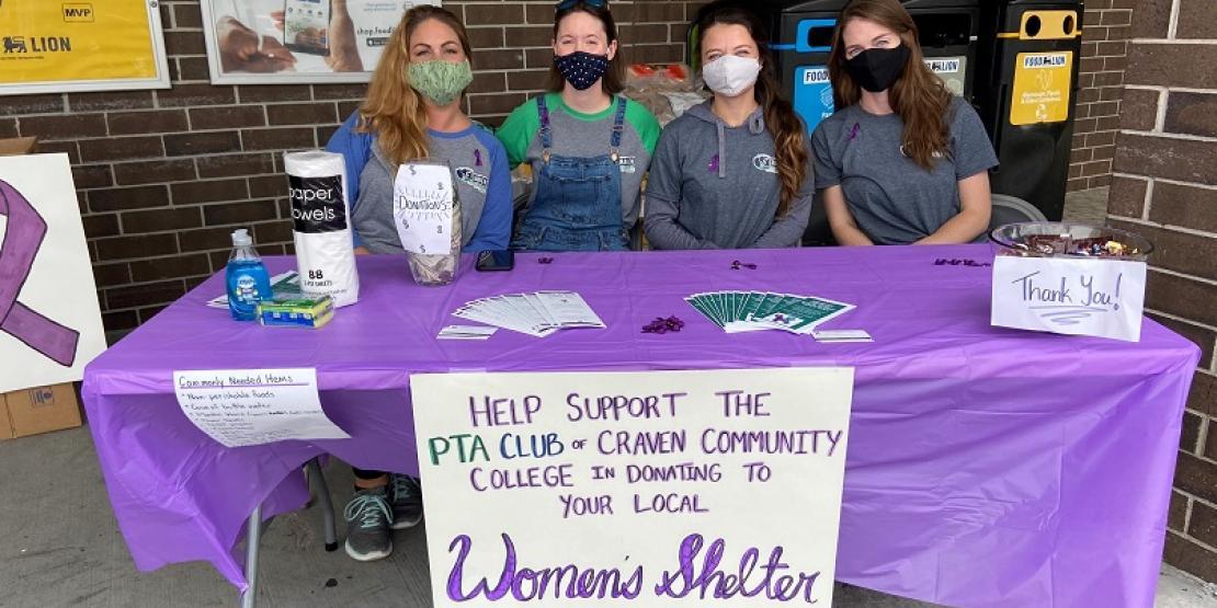 Craven CC’s Physical Therapist Assistant (PTA) Club recently held fundraisers at a Food Lion in Jacksonville to raise money for Onslow Women’s Center. Pictured left to right are students Amanda Lesser, Abigail Ballance, Haley Williams, and Courtney Blount.