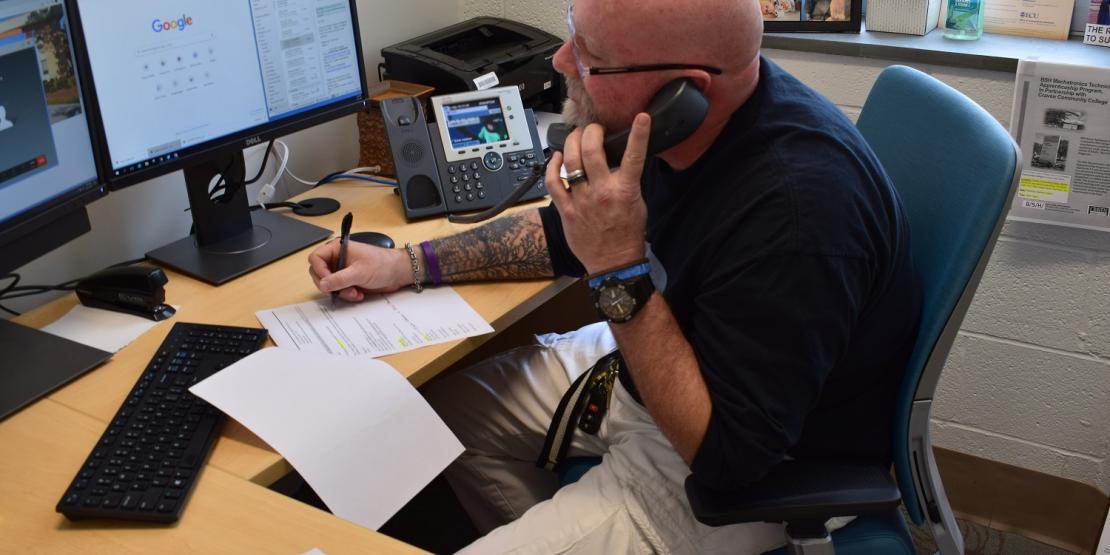 Bill Bondurant, director of advising and counseling at Craven CC, is still working hard to ensure all student questions and concerns are addressed while registering them for the summer semester.