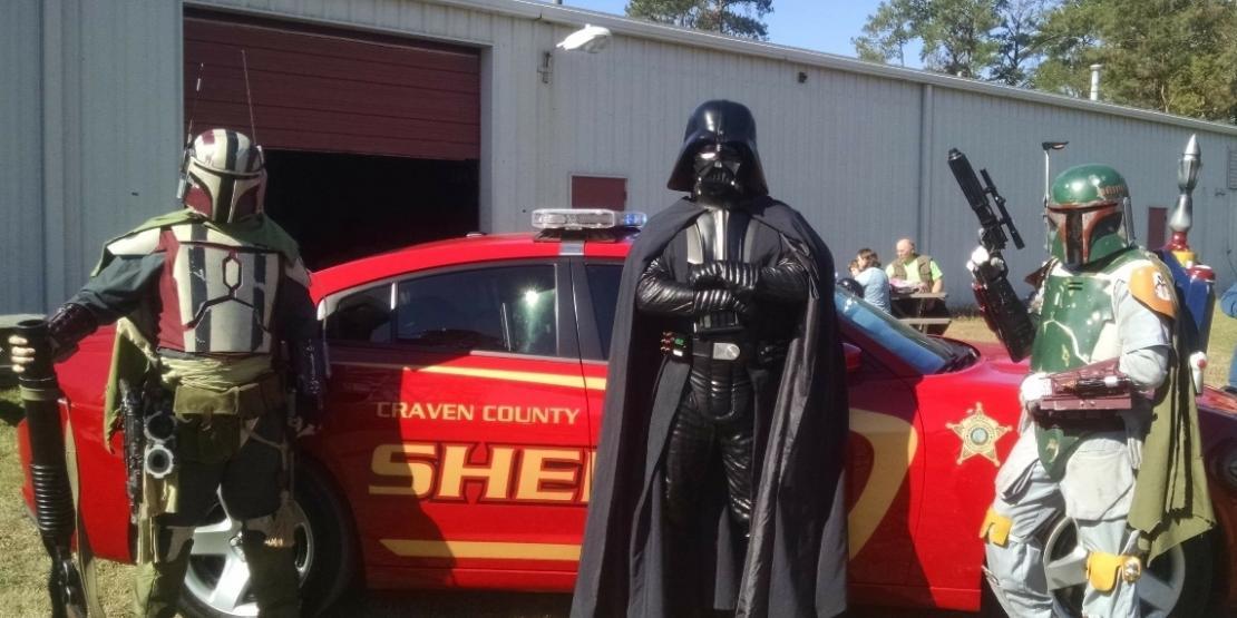 Craven CC student James Seay spends his free time portraying Darth Vader while raising money at local events for the Make-A-Wish Foundation of Eastern North Carolina.
