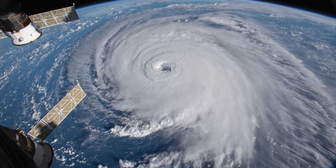 This satellite view of Hurricane Florence, taken from the International Space Station on September 12, 2018, displays the storm’s massive size and power. Two days later, the storm made landfall at Wrightsville Beach and permanently transformed Eastern North Carolina’s landscape. Despite the damage that rippled across the homes of students, faculty, and staff, the campus community remained resilient and weathered the storm. (Photo © NASA. Licenses under CC-BY-NC-ND 2.0.)