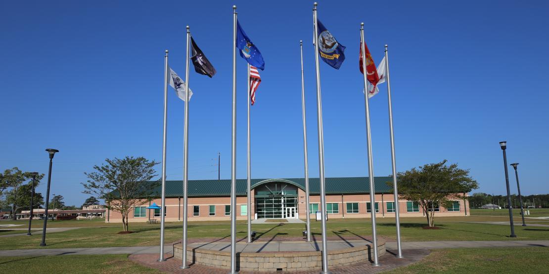 flags outside the Havelock campus