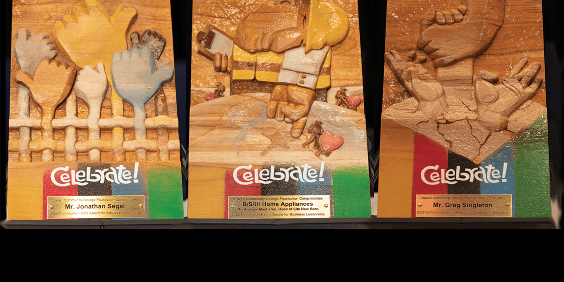Craven CC Foundation Community Fabric Awards wooden award plaques for 2022 winners