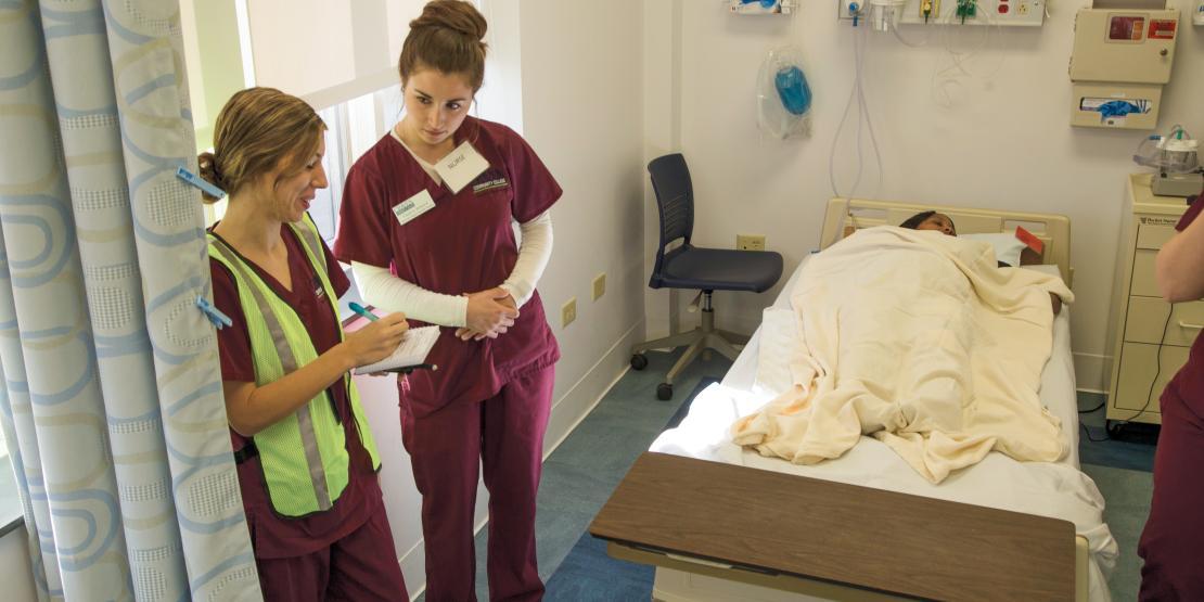 Nursing students participate in mock triage emergency scenario