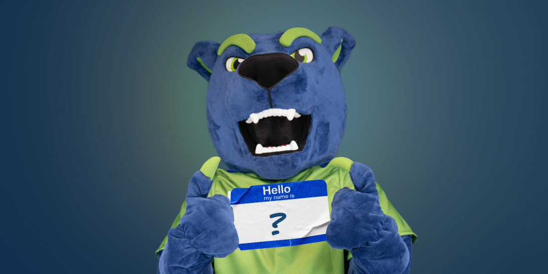 blue panther holding Hello sign