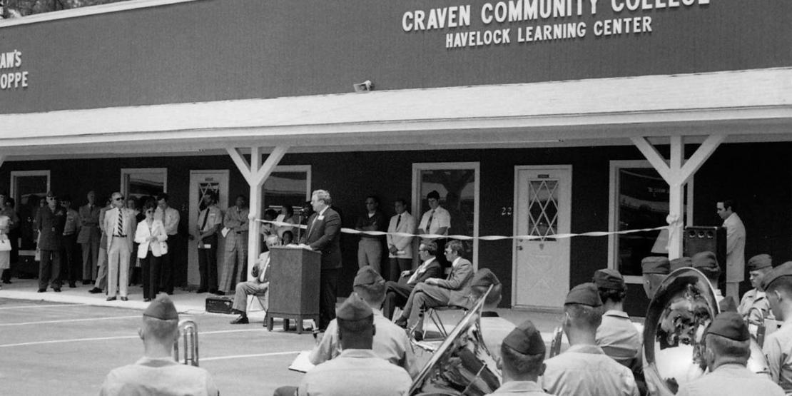 Exterior of Havelock Learning Center in 1980s