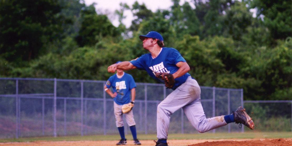 Baseball player pitching in 2004