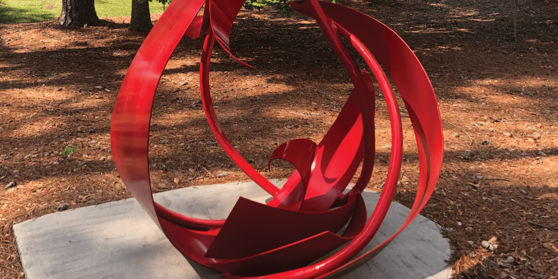 Red painted aluminum sculpture