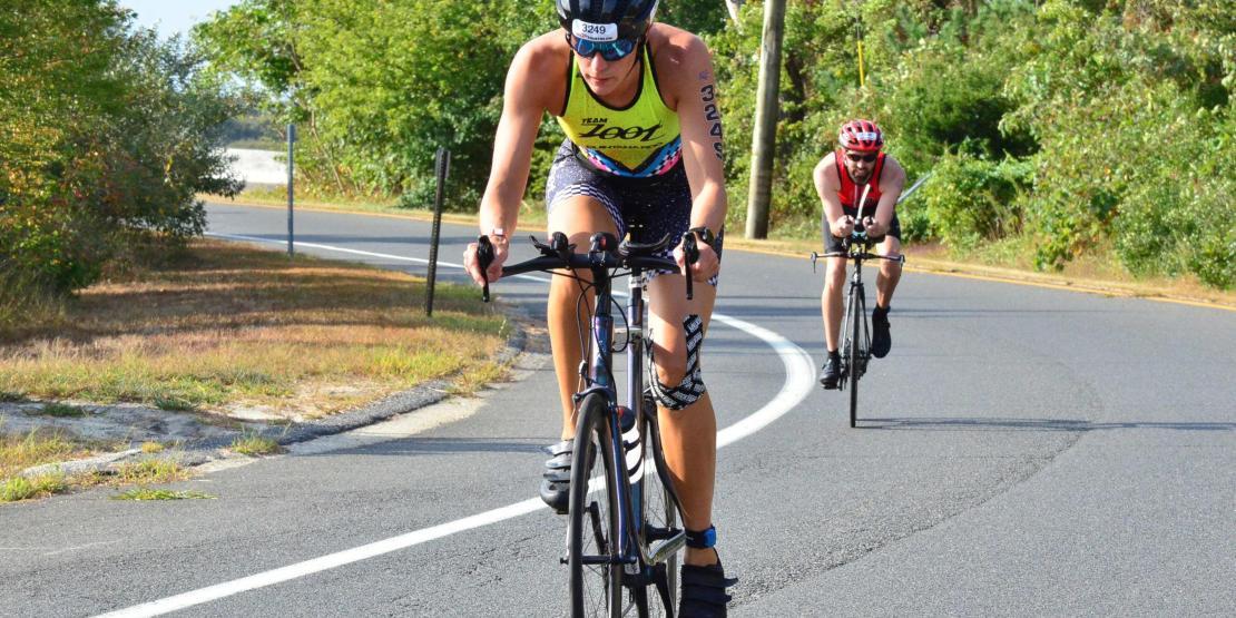 Jen Bogdanoff riding bicycle