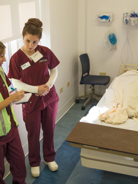 Nursing students participate in mock triage emergency scenario