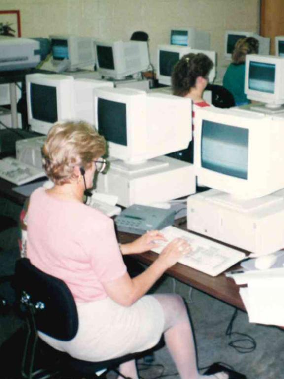 Students at a computer lab in the 1990s