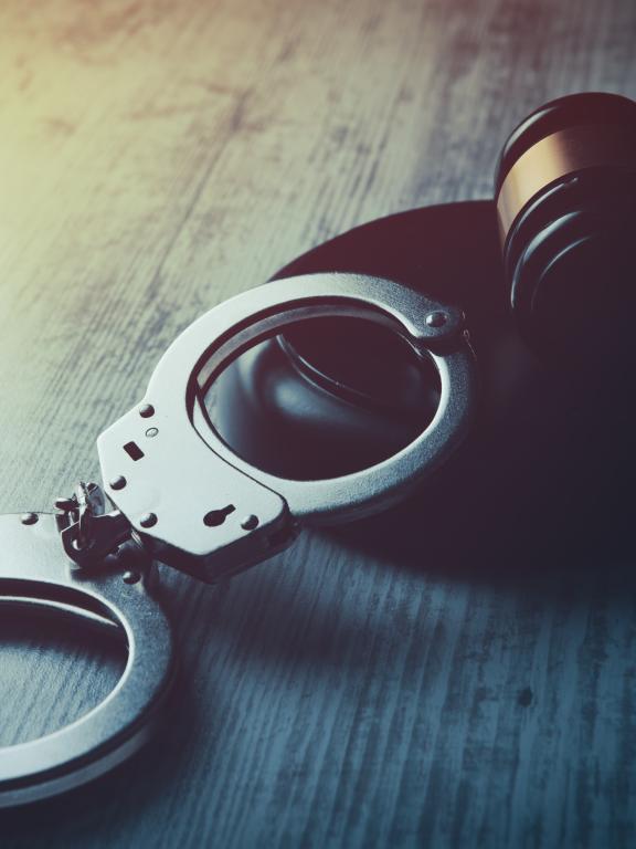 Law enforcement gavel and handcuffs