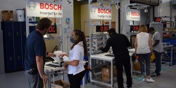 Students in Craven CC’s new Manufacturing Career Pathway program receive hands-on training and one-on-one instruction on a mock BSH Home Appliances assembly line. The program, which takes place at the Volt Center, will focus on specific training needed to fill immediate job openings at local manufacturer BSH.