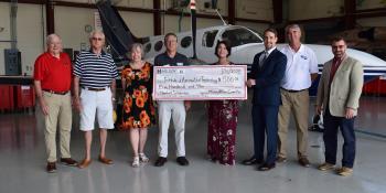 Craven CC was recently presented with a scholarship donation from the Havelock Chamber of Commerce’s Military Affairs Committee (MAC). Pictured left to right: MAC members Bill Egen, Lou Balogh, and Brenda Wilson; Craven CC President Dr. Ray Staats; Havelock Chamber Executive Director Erin Knight; MAC Chairman Bruce Fortin; Craven CC Director of Aviation Programs Mark Marsteller; and Craven CC Dean of the Havelock Campus Wally Calabrese.