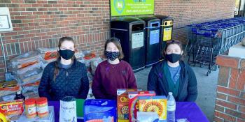 Craven CC’s Physical Therapist Assistant (PTA) Club recently held fundraisers at a local Food Lion to raise money for Coastal Women’s Shelter. Pictured left to right are students Courtney Blount, Abigail Ballance and Ashleigh Schall.