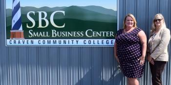 Craven Community College’s Small Business Center, led by Director Deborah Kania (right) and assistant Christina Bowman-Murray, recently relocated to the Volt Center.
