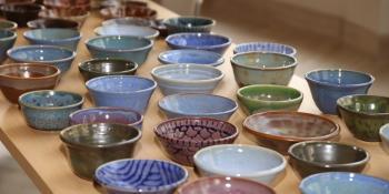 hand-made bowls on table