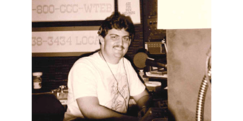 Charles Wethington in the booth at a radio station in early 1990s