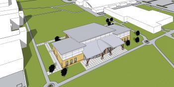 Aerial view rendering of Corporate Training Center on New Bern campus