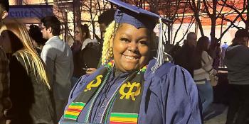 Craven alum Shanyia Howard in cap and gown for bachelor's degree