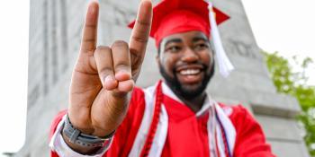 Graduate in NC State Red Gown